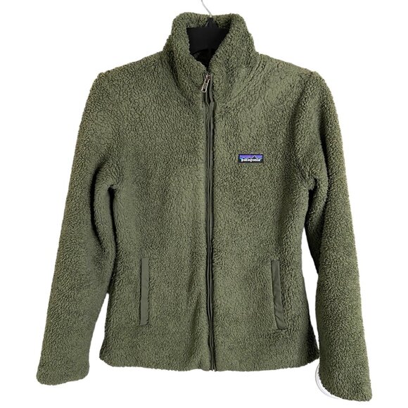 Patagonia small teddy full zip jacket green slightly matted - Picture 1 of 5
